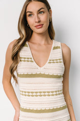 Nicolette Pointelle Dress | Cream + Sage - Baltic Born
